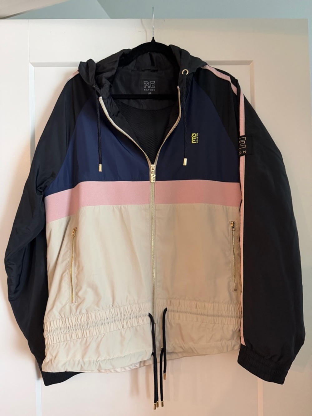 P.E Nation Man Down Jacket, Navy/Pink/Cream/Black, Size L